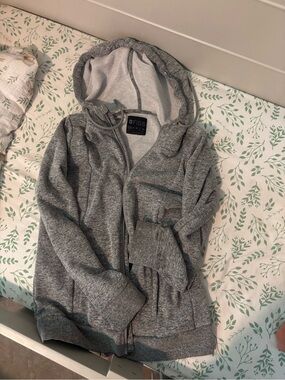 FIGS Heather Gray Full-Zip Hoodie